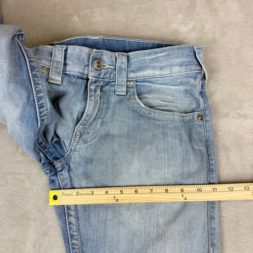 True Religion Straight Leg Jeans Men 30 (32x32.5) Blue Thrashed Grunge Steet Y2K